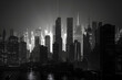 New York City skyline ilustration in black and white