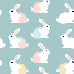 Wall Mural - Seamless pattern of easter bunny and easter eggs