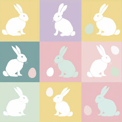 Wall Mural - Seamless pattern of easter bunny and easter eggs