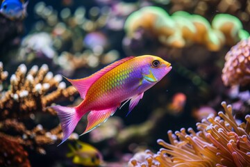 Wall Mural - Colorful fish swimming in a coral reef aquarium