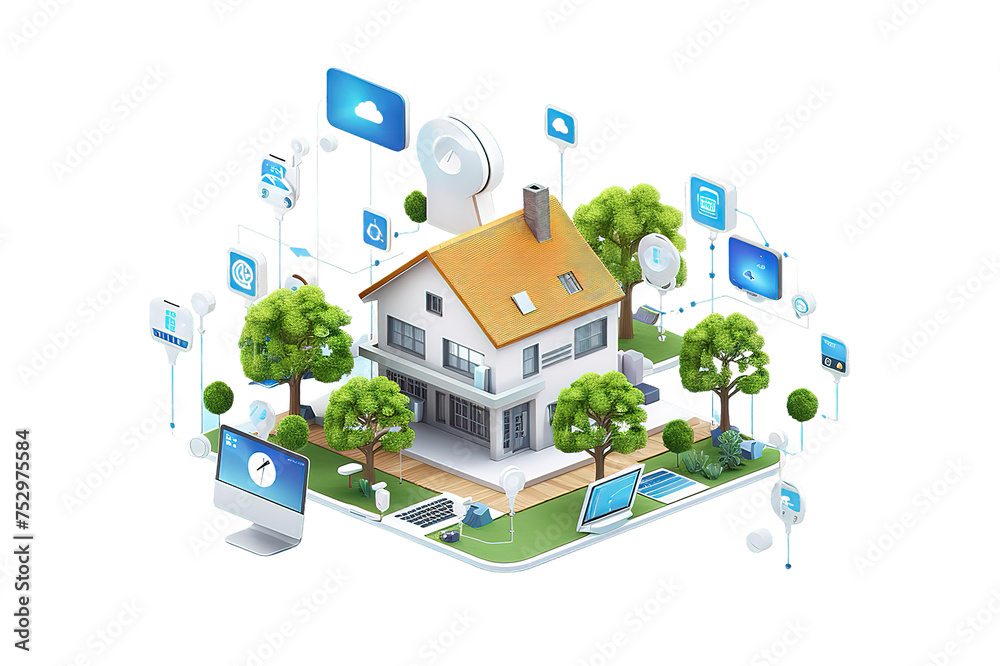 Smart home control concept. Smart house infographic. Concept home with ...