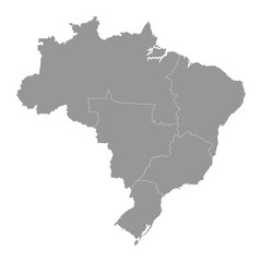 Sticker - Brazil map with regions. Vector Illustration.