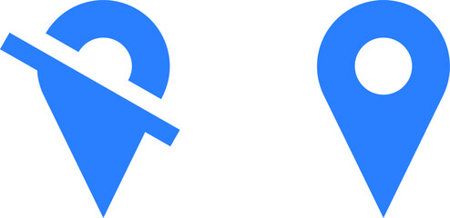 Poster - blue location pointer pin or you are here tracking on off marker hotspot symbol sign icon set. vecto