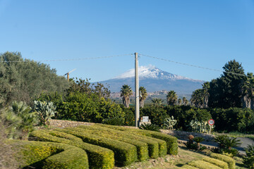 Wall Mural - A beautiful landscape with a mountain in the background