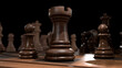 the theme of the role of chess rooks. wooden chess illustration 3d rendering. with a black background