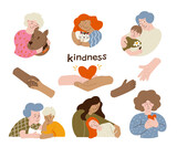 Fototapeta Kosmos - Kindness characters in flat design