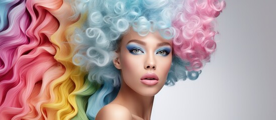 Poster - Vibrant Woman Flaunting Colorful Hair and Makeup in Bold Beauty Look