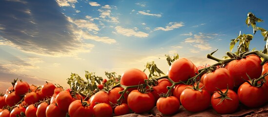 Aufkleber - Vibrant Harvest: Colorful Group of Fresh Tomatoes Ready for Healthy Cooking and Farm Market Display