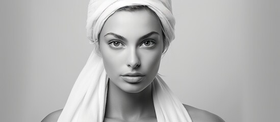 Aufkleber - Serene Woman with a Towel on Head After Shower Enjoying a Relaxing Spa Day