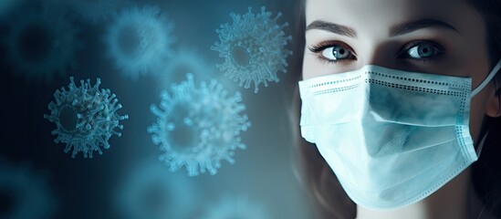 Poster - Chic Woman in Winter Fashion with Snowflake Face Mask for Stylish Seasonal Protection