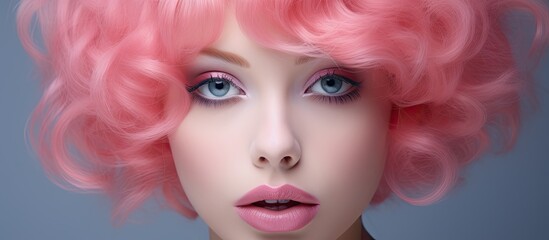 Sticker - Vibrant Woman Flaunting Pink Hair and Blue Eyes with Confidence and Style