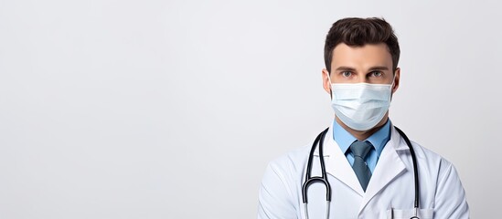 Poster - Confident Male Doctor in Protective Gear Examining Patient in Hospital Setting