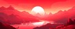 landscape vector red comic style background