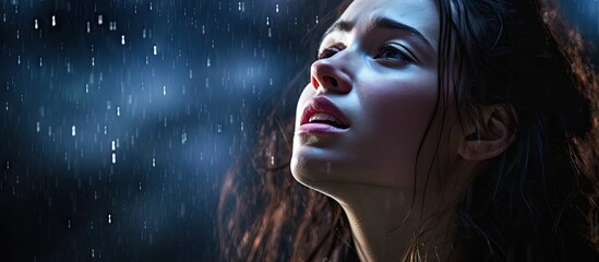 Canvas Print - Sultry Woman with Long Hair and Red Lipstick Posing for a Glamorous Beauty Photoshoot