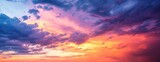 Fototapeta  - sunset sky clouds in the evening with red orange yellow and purple sunlight on golden hour after 