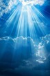 bright rays of light break through the clouds Generative AI