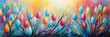 Abstract colorful background or banner design for easter holidays, naive art, oil painting