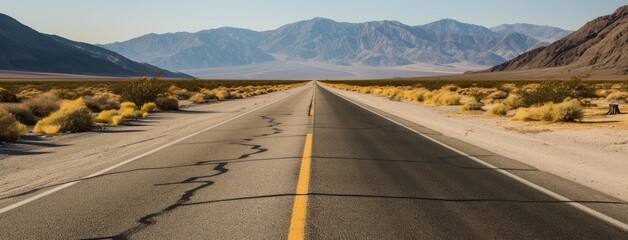 Canvas Print - Open Desert Road with Scenic Mountain View