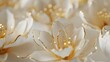 Elegant White and Gold Floral Art Macro Photography