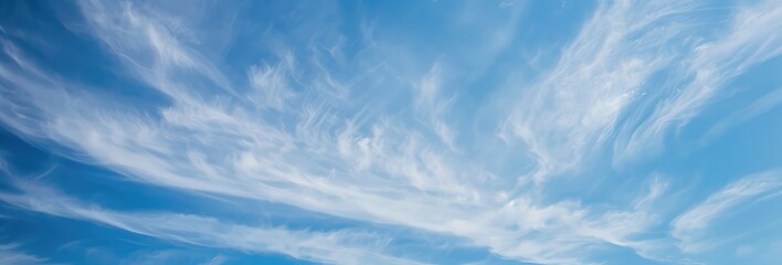 Poster - Panoramic Blue Sky with Wispy Cirrus Clouds