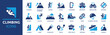 © Icons-Studio - Climbing icon set. Containing climb, mountains, hiking, ladder, rope, alpinist, climber and more. Solid vector icons collection.