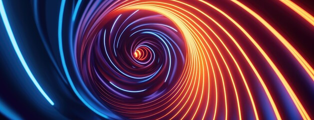 Poster - Vibrant Neon Light Swirl in Blue and Red