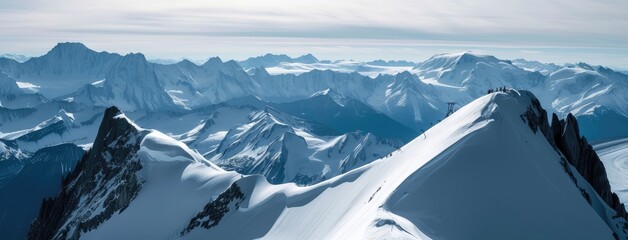 Wall Mural - Majestic Snowy Mountain Peaks Under Clear Blue Sky