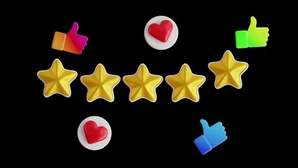 Poster - 3D Animation of Star Rating with Star Like and Love Icons | Alpha Channel