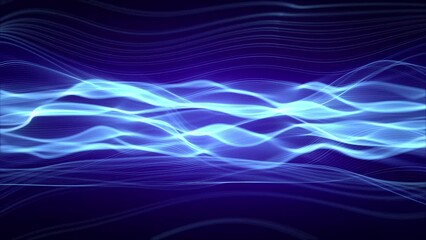 Wall Mural - loopable animation of blue wavy background with bright glow effect. abstract screensaver for compute