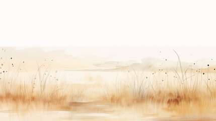 Poster - Watercolor painting of a minimalist beige landscape, abstract serene background