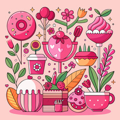 Wall Mural - pink makes me happy
theme, many pink stuff,
many pink items, many
pink things, flowers plants
foods in pink, simplicity,
happy