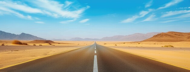 Canvas Print - Endless Desert Road Under Blue Sky