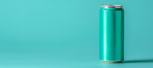 Poster - Aluminum soda can mockup on abstract background with space for text, perfect for branding.