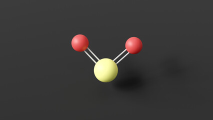 Poster - sulfur dioxide molecular structure, toxic gas, ball and stick 3d model, structural chemical formula with colored atoms