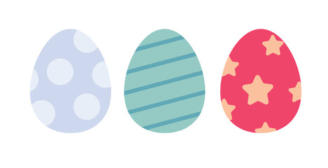 Poster - Easter eggs icon vector simple flat cartoon graphic illustration set with pattern image clipart