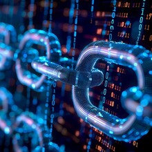  Blockchain technology encrypting digital data