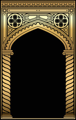 Wall Mural - Golden old gothic architectural arch or gallery