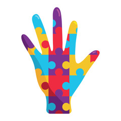 Wall Mural - autism puzzle in hand shape