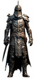 The warrior wears full body armor isolated on transparent background, element for design
