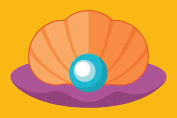 Wall Mural - cartoon vector illustration of shell with pearl