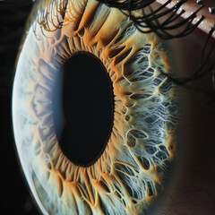 Delve into the realism and precision of a closeup view of the eye's cornea. AI generative