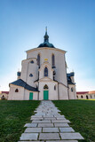 Fototapeta Sawanna - Pilgrimage church of Saint John of Nepomuk on Zelena Hora, green hill, monument UNESCO World Heritage Site, Zdar nad Sazavou, Czech Republic. Baroque Gothic architecture in central Europe