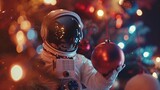Fototapeta Uliczki - Cute astronaut on Christmas Decorative