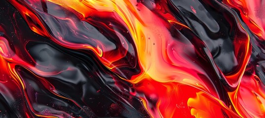 Poster - Vibrant 3d abstract background in bright black and orange colors for design projects
