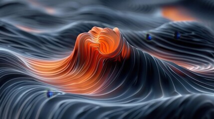 Poster - Vibrant 3d abstract background in bright black and orange colors for design projects