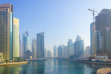 Canvas Print -  High rise buildings and streets in Dubai, UAE