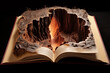 Bottomless pit inside an open book. Generative AI
