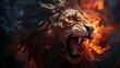 Lion Roaring Head of Lion with a fiery mane