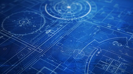 Paper blueprint vector 2D retro vintage blue.