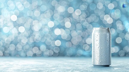 Poster - Aluminum soda can mockup on abstract background with ample space for customizable text placement.